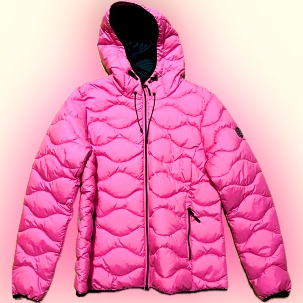 Superdry Vibrant Pink Puffer Coat / Jacket Women’s size 12 NWOT